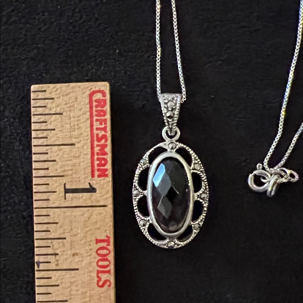 Vintage Sterling Silver Italy necklace & pendant purple stone